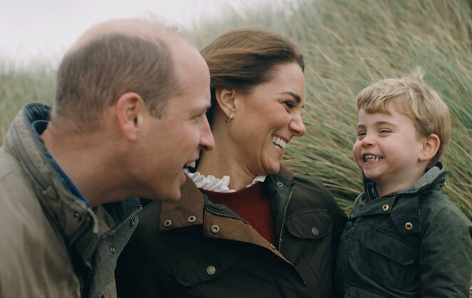 Le duc et la duchesse de Cambridge avec leur fils cadet : le prince Louis
