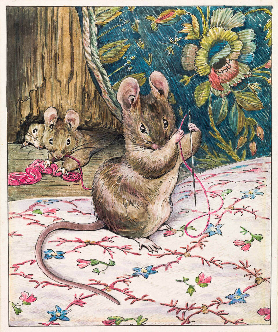'The Mice at Work: Threading the Needle', Beatrix Potter, aquarelle, 1902. © Tate