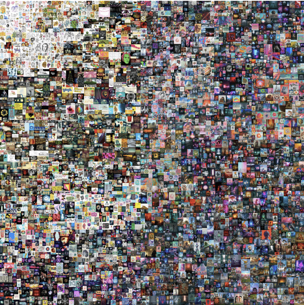 L’emblématique collage numérique Everydays : the First 5000 Days (2021) du crypto-artiste américain Beeple. © DR