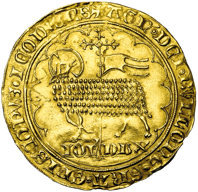 Grand mouton d’or frappé vers 1368-1369 par Jean d’Arckel