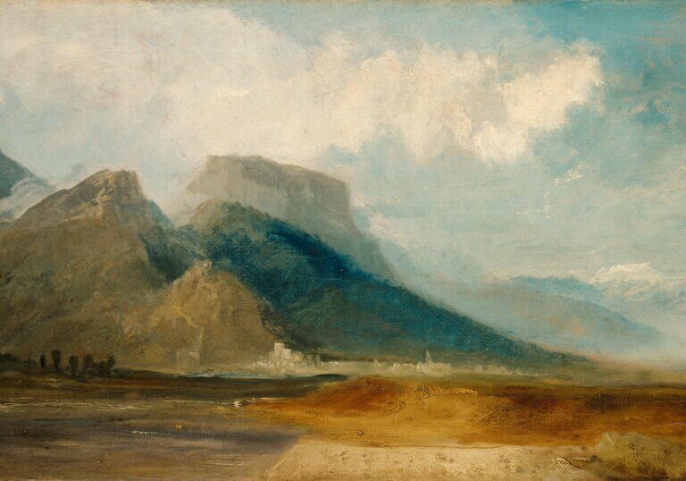 Joseph Mallord William Turner, Grenoble vue de la rivière Drac avec le mont Blanc au loin