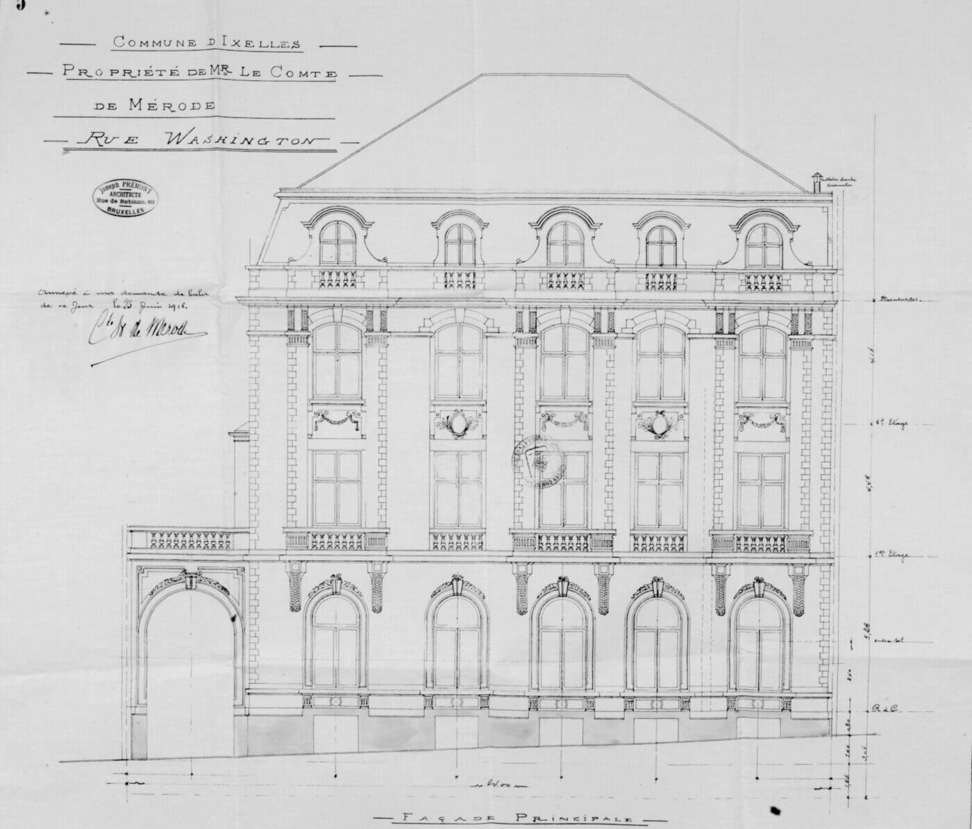 Plans originaux de l'hôtel de Merode