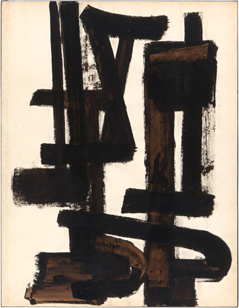 Pierre Soulages, Brou de noix sur papier marouflé sur toile
