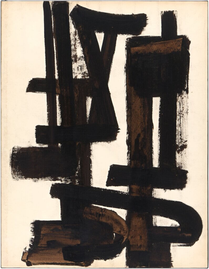 Pierre Soulages, Brou de noix sur papier marouflé sur toile